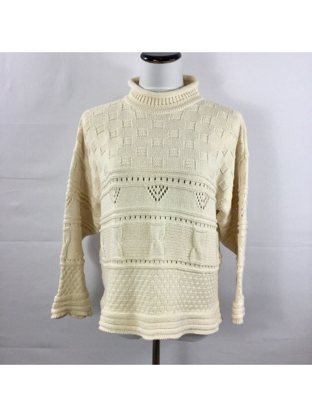 Tivoli Ivory Long Sleeve Cotton Knit Sweater Size M